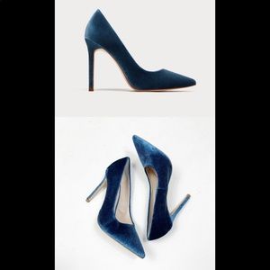 Zara blue velvet heels